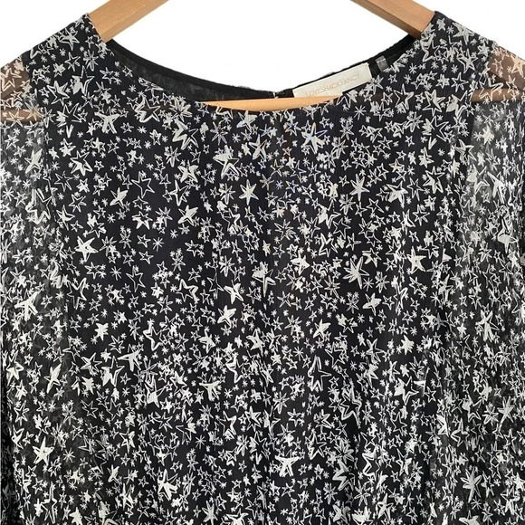 LoveShackFancy Black and White Star Kaia Dress Elastic Waist Long Sleeve Size L - Picture 5 of 9